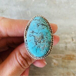 ♥️ Navajo ♥️ Vintage Signed Sterling Silver & Turquoise Ring